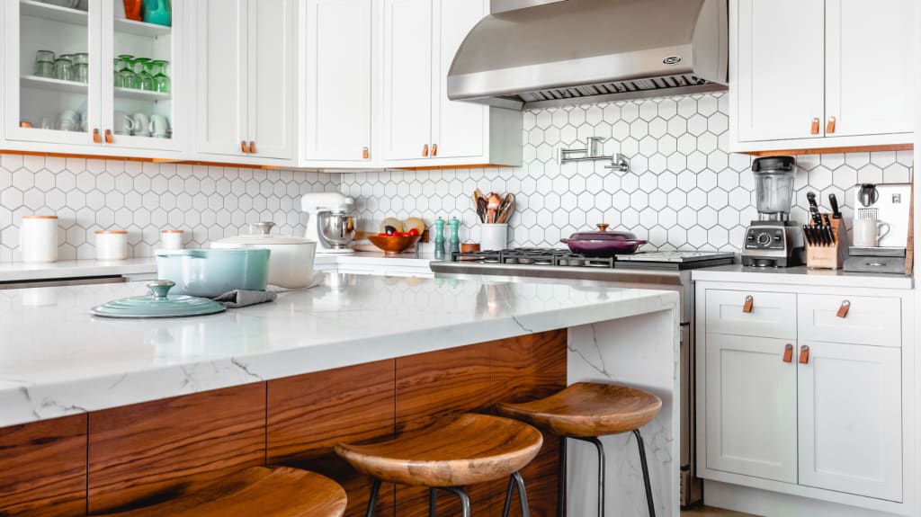 Organized modern white kitchen 