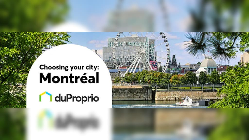 Visual presenting the "Choose Your City" series by DuProprio highlighting Montreal