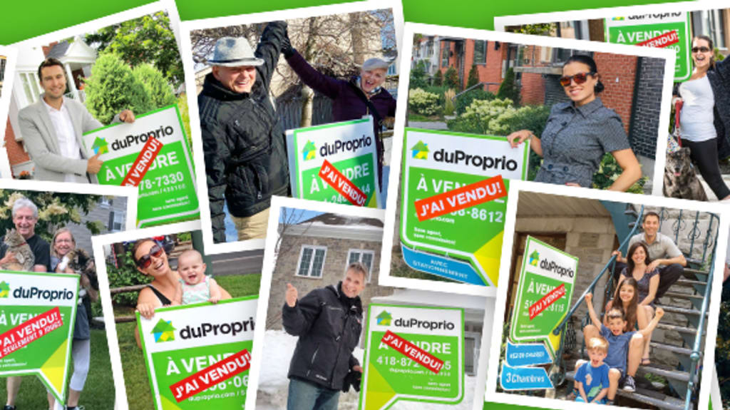 Collage of DuProprio clients proudly posing after selling their house