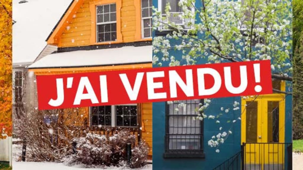 Calendrier avec punaises Maisons représentant toutes les saisons avec autocollant J'ai vendu!en plastiques déposées