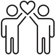 Logo of two people showing a heart in the centre for the category take care of you and your family