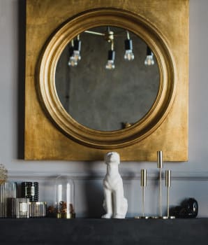 Vintage mirror in metallic gold