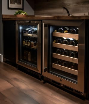 Réfrigérateur à vin dans un coin boissons