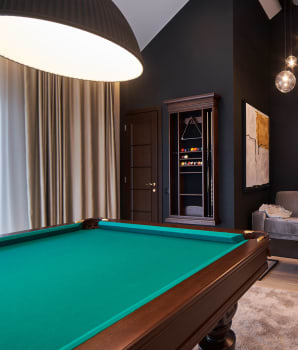 Billiard table in an entertainment room
