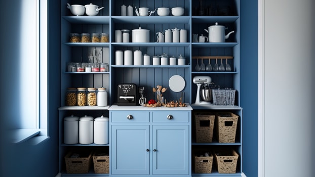 Organisation d’un garde-manger walk-in aux teintes de bleu