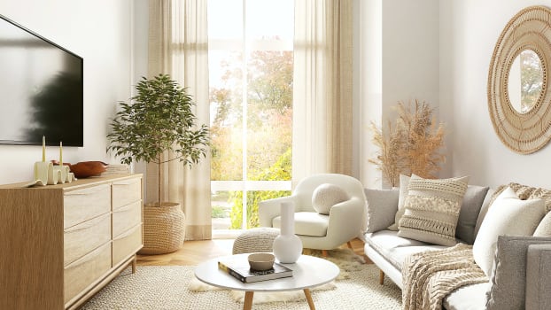 Comfortable family room in shades of beige