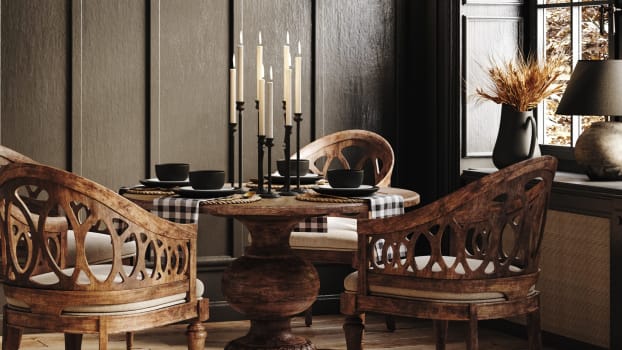 Dark vintage interior with wooden furniture