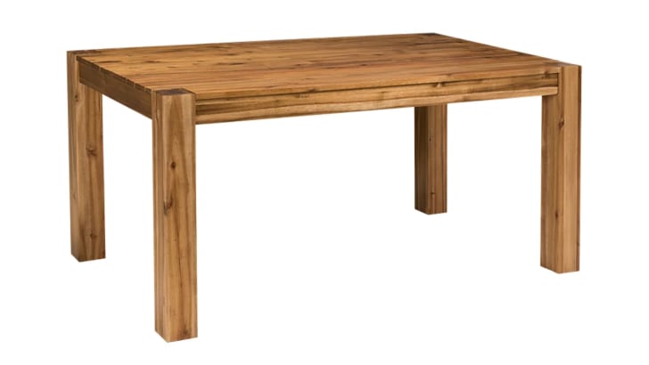 Déco voyage, table minimaliste rectangulaire en bois d'acacia brun