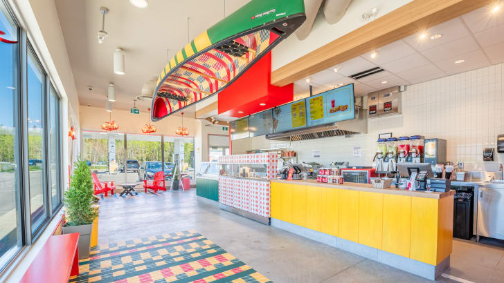Colourful interior of the newly-opened BeaverTails store in Charlesbourg—renovated by RenoAssistance Verified Contractors.