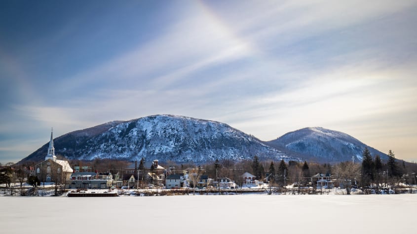 Small town by a lake