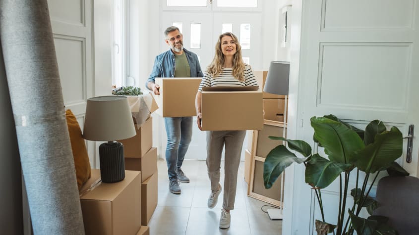 Couple moving into their new place