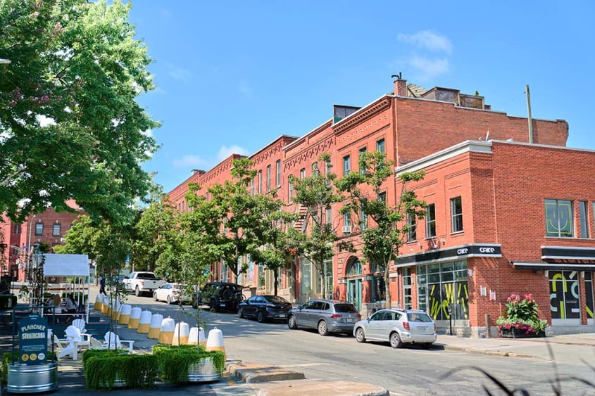 Sherbrooke's commercial street and red brick buildings