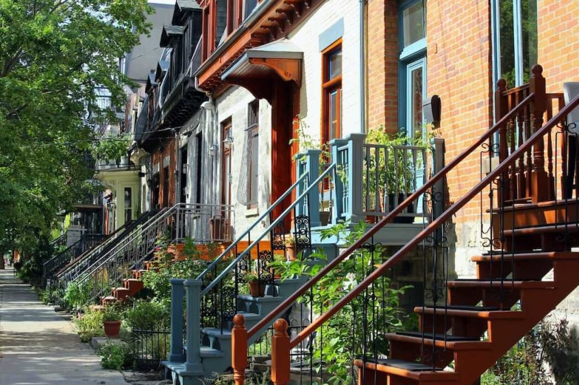 Colourful houses, apartments, and staircases in Montréal’s Plateau-Mont-Royal district