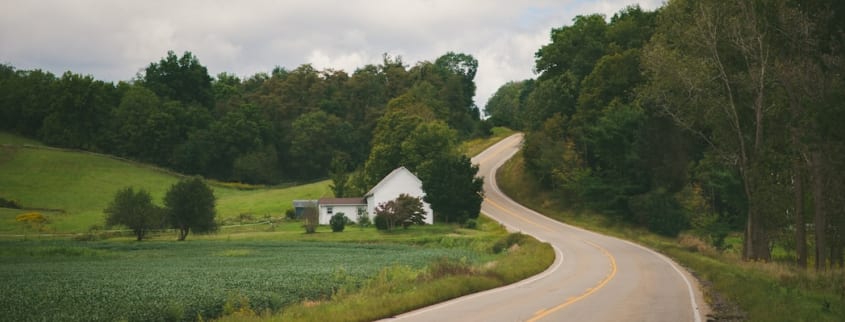 A house on a country road in summer