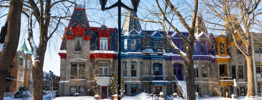 Colourful Victorian houses on Carré Saint-Louis in Montreal