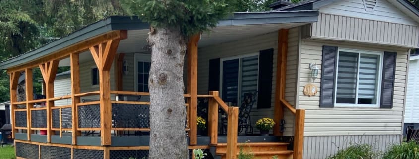 Mobile home with a balcony