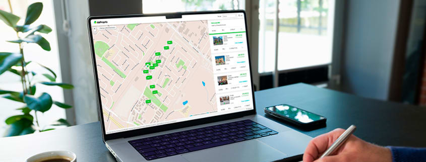 Un carte avec le répertoire des propriétés vendues dans votre secteur de DuProprio sur un ordinateur portable
