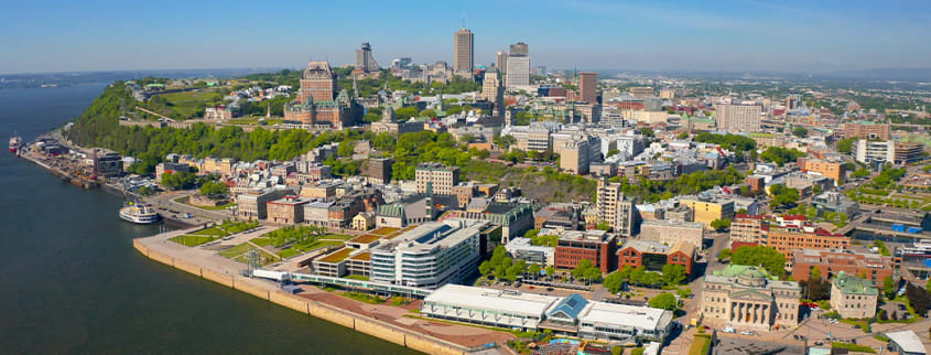 Vue aérienne sur la ville de Québec