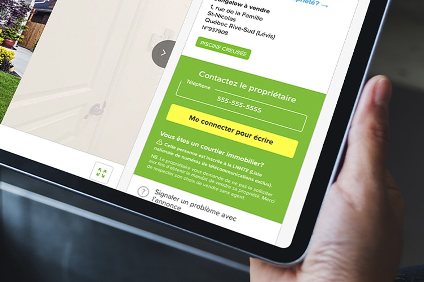 Mention d'inscription à la LNNTE sur une annonce de propriété en vente avec l'aide de DuProprio