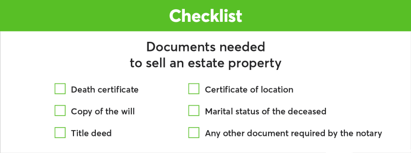 Checklist of Documents needed to sell an estate proprety