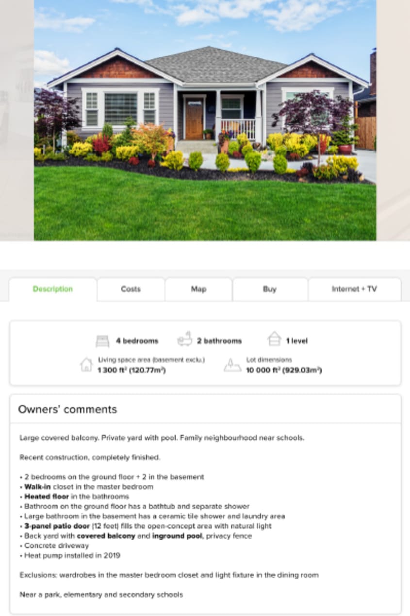 DuProprio house listing