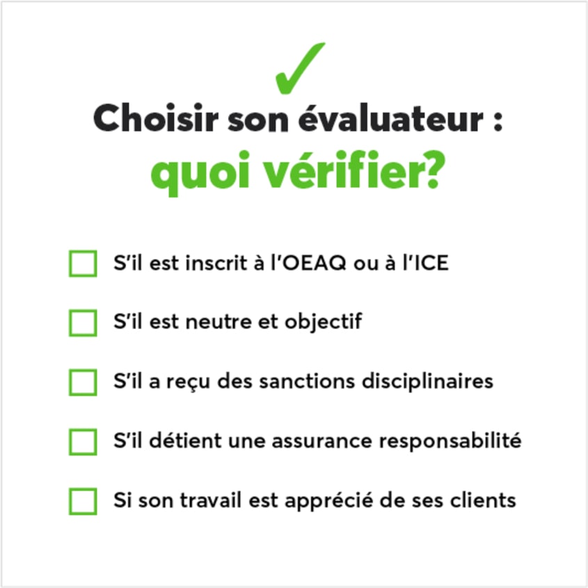 Tableau de vérification lorsqu'on choisit son évaluateur