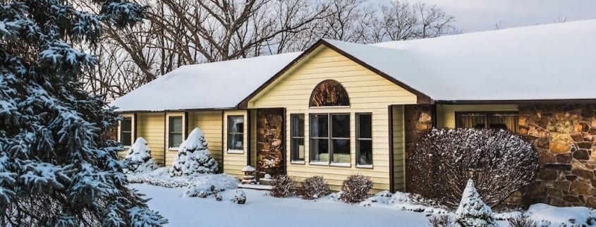 One story house in the winter