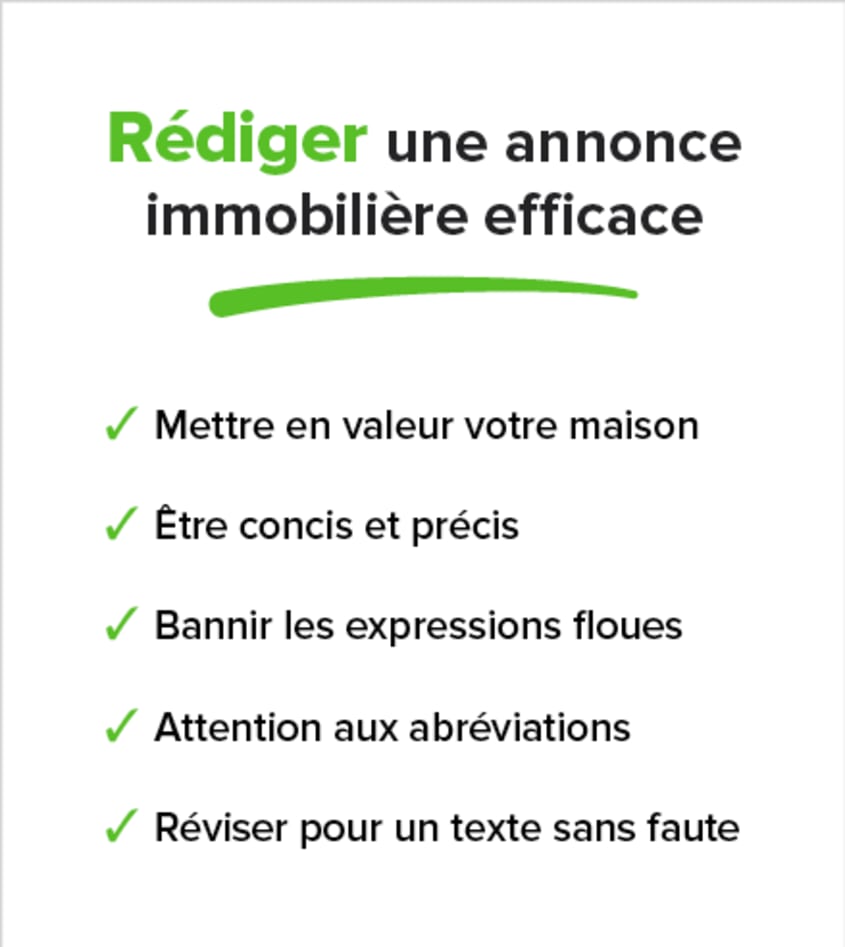 Liste de rappel des conseils pour rédiger une annonce immobilière efficace