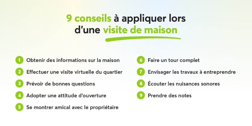 Graphique 9 conseils à appliquer lors d’une visite de maison