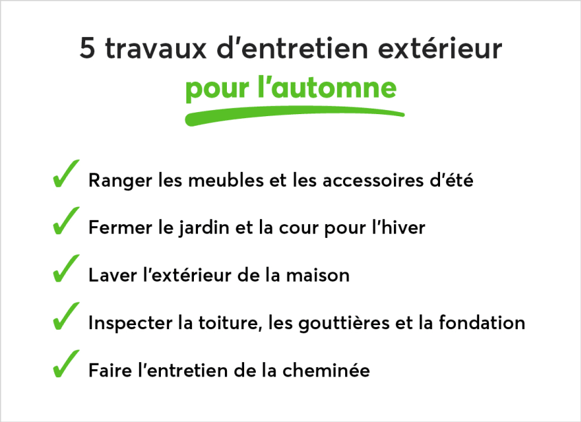 Liste des 5 travaux d'entretien extérieur pour l'automne