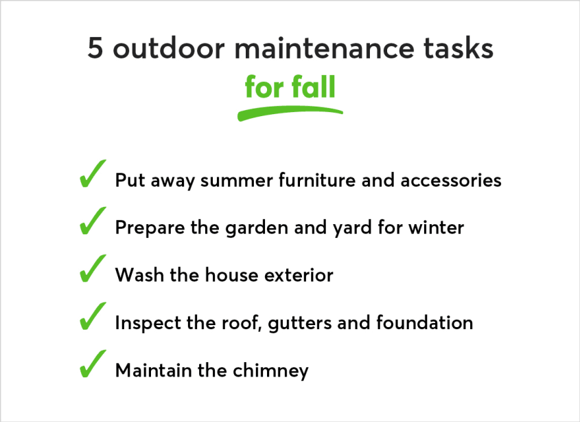 List of 5 outdoor maintenance tasks for fall