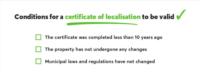 Conditions for a certificate of localisation to be valid